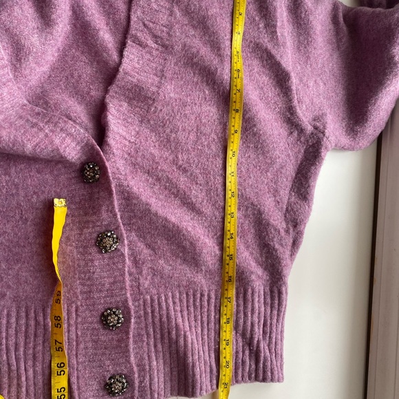 ASTR The Label Belmont Drop-Shoulder Textured Knit Cardigan Woman Medium Purple - Picture 14 of 14